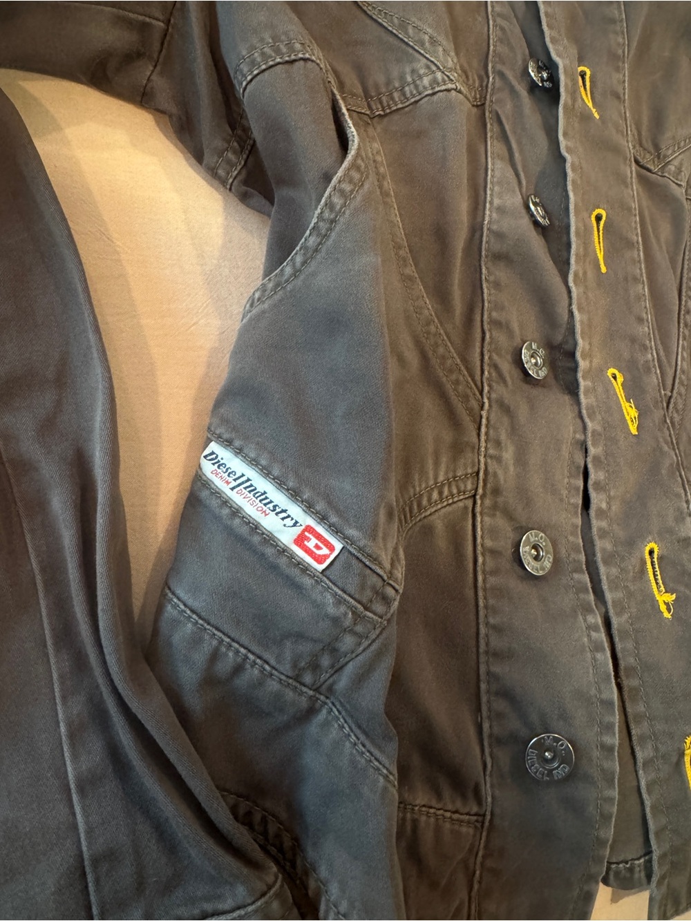 Women's Olive Green Lace-Up Back Jean Jacket - Picture 3 of 5